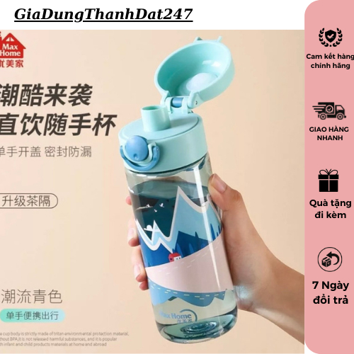 Bình đựng nước có nắp bật thể thao, 570 ml - Phù hợp cho Thể Dục Thể Thao Đi Bộ Tập Gym Đi Học cho cả Nam và Nữ - TD2264