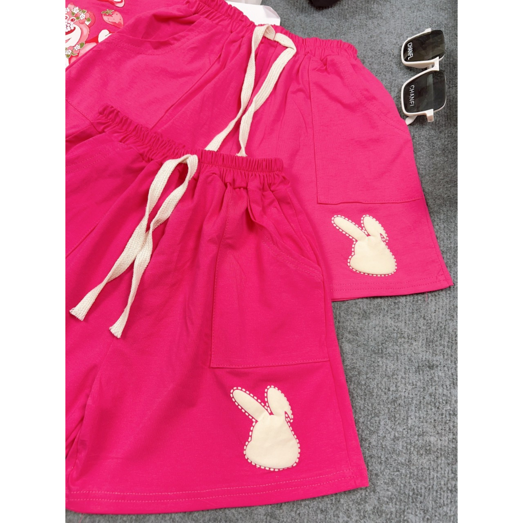 Đồ bộ bé gái - Bộ cotton bé gái gấu Lotso - Quần áo mùa hè size đại từ 25 đến 42 kg - SUN KID'S