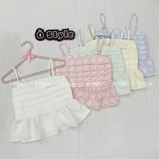 Áo xốp hai dây xếp li hoa nổi tiểu thư