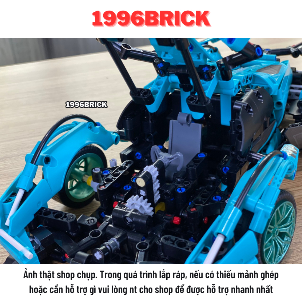 Mô hình lắp ráp siêu xe V12 tỉ lệ 1:14 màu xanh ngọc , đồ chơi lắp ráp siêu xeV12 22002 - 1996brick