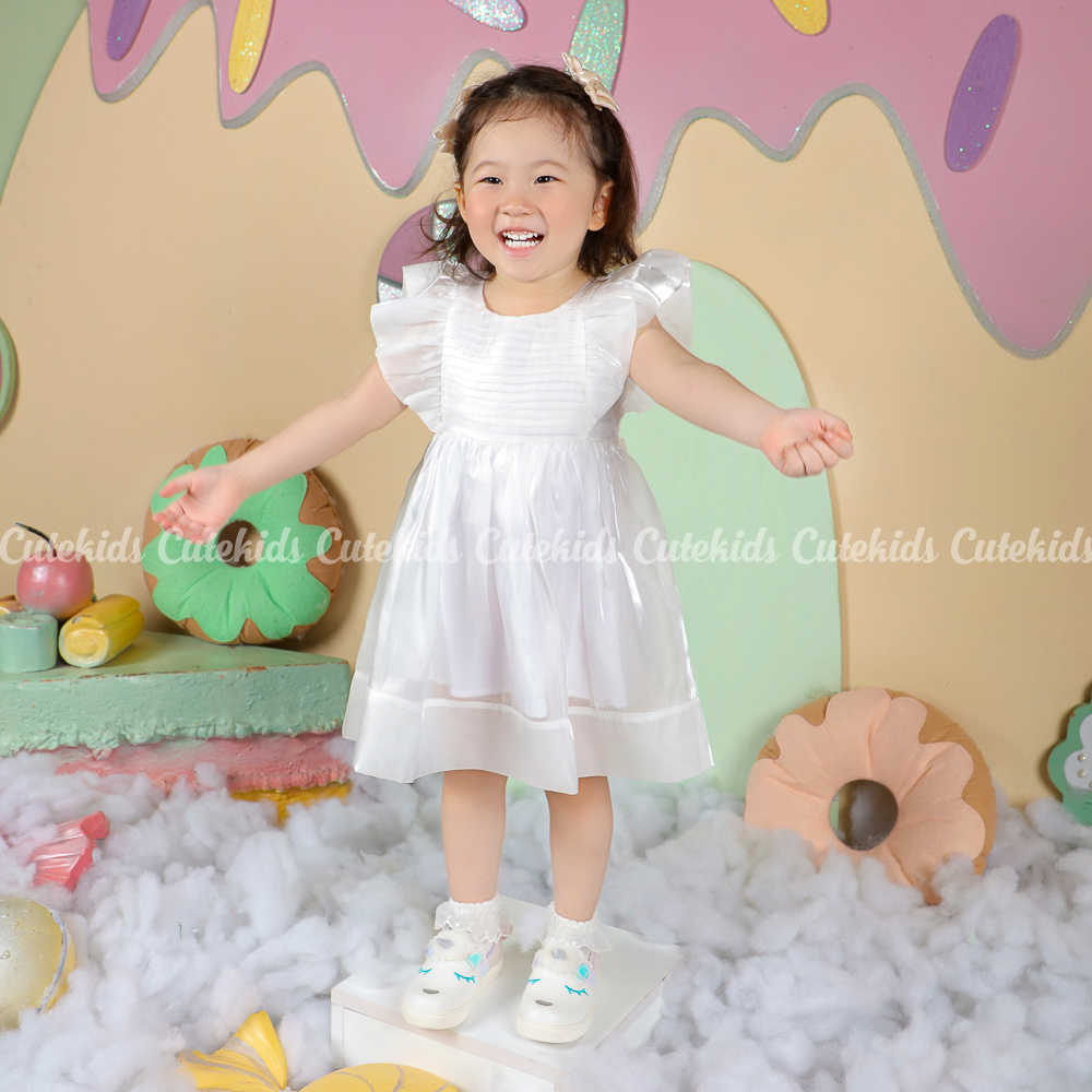 Đầm dự tiệc sang chảnh CUTEKIDS chất liệu Organza không nhăn (ẢNH SHOP CHỤP)