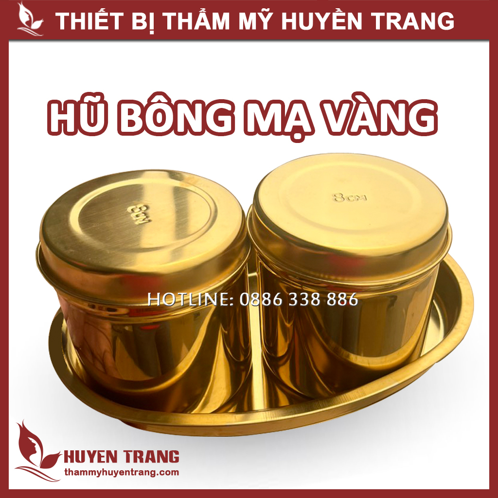Khay Hạt Đậu, Hũ Đựng Bông Cồn Inox Mạ Vàng Sang Trọng, Dụng Cụ Spa Cao Cấp