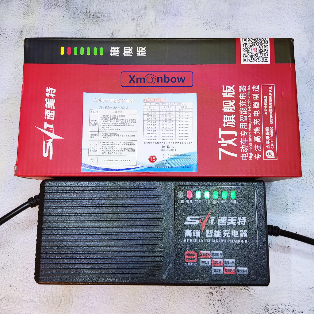 Sạc Xe Đạp Điện Xe Máy Điện SVT 48V 12Ah 20Ah 60V 72V Tự Ngắt Chống Phồng Bình