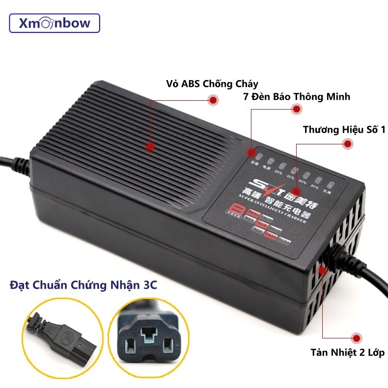 Sạc Xe Đạp Điện Xe Máy Điện SVT 48V 12Ah 20Ah 60V 72V Tự Ngắt Chống Phồng Bình