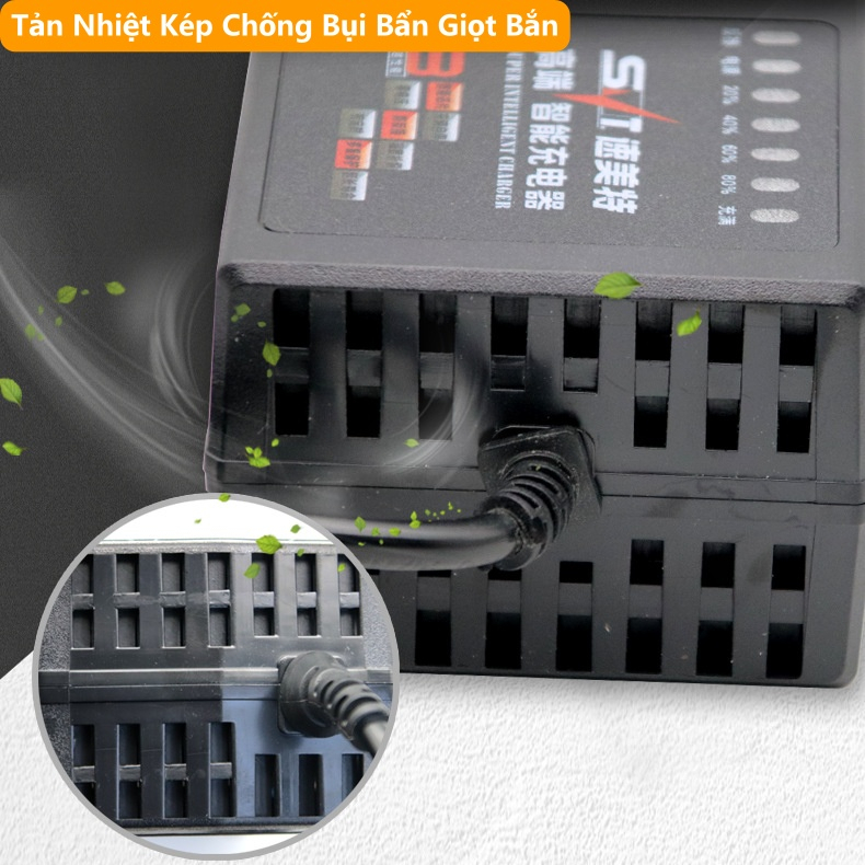 Sạc Xe Đạp Điện Xe Máy Điện SVT 48V 12Ah 20Ah 60V 72V Tự Ngắt Chống Phồng Bình