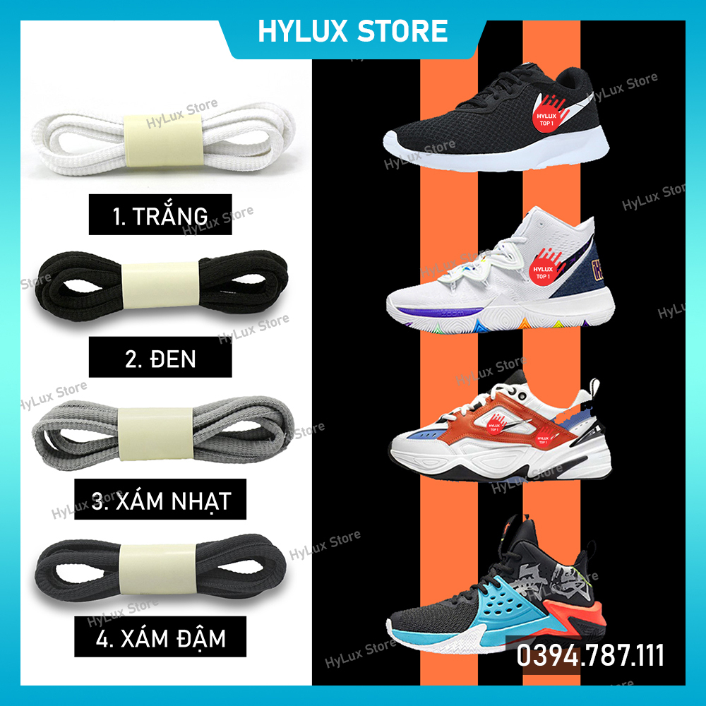 Dây giày oval màu Xám Nhạt bản 6mm cho giày chạy bộ, giày bóng rổ - Dây giày thể thao