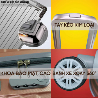 VALI DU LỊCH SIZE 28INCH GÓC INOX