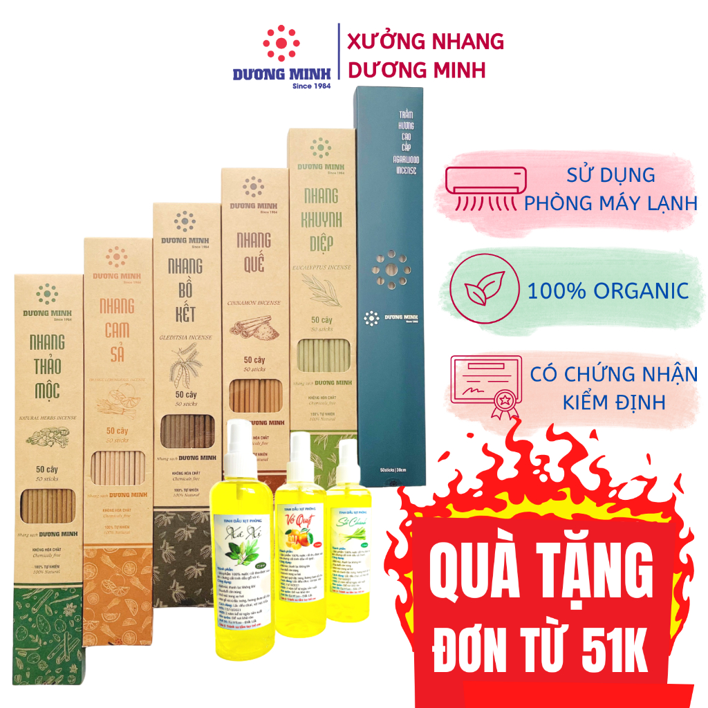Nhang sạch Dương Minh 6 loại nhang thơm thảo mộc tự nhiên không hóa chất