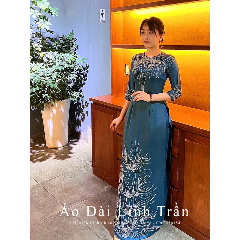 Áo dài đính kết bà sui - 2DL8001 - HOA SEN