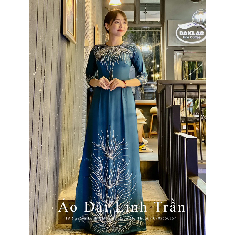 Áo dài đính kết bà sui - 2DL8001 - HOA SEN