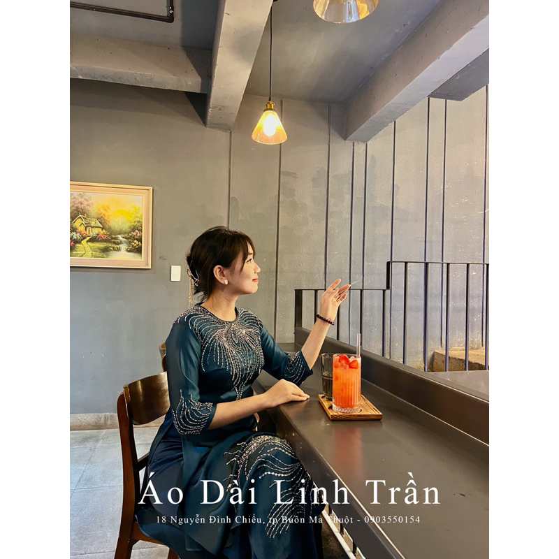 Áo dài đính kết bà sui - 2DL8001 - HOA SEN