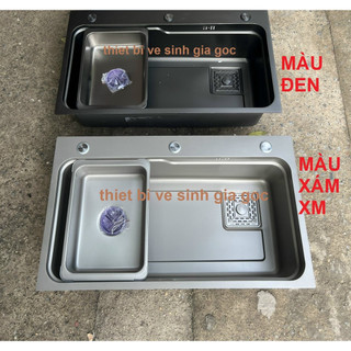 Chậu rửa bát 1 hố lớn mạ nano inox sus 304 / bồn rửa chén đúc 1 hộc inox sus 304 korea dầy dặn cao cấp