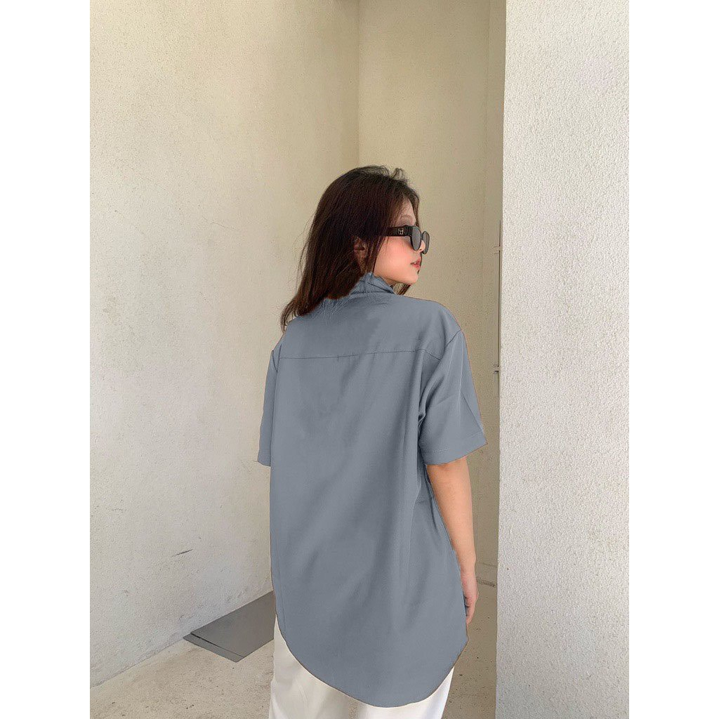 Áo sơ mi trơn tay lỡ nam nữ unisex nhiều màu chọn lựa ulzzang - minhthufashion