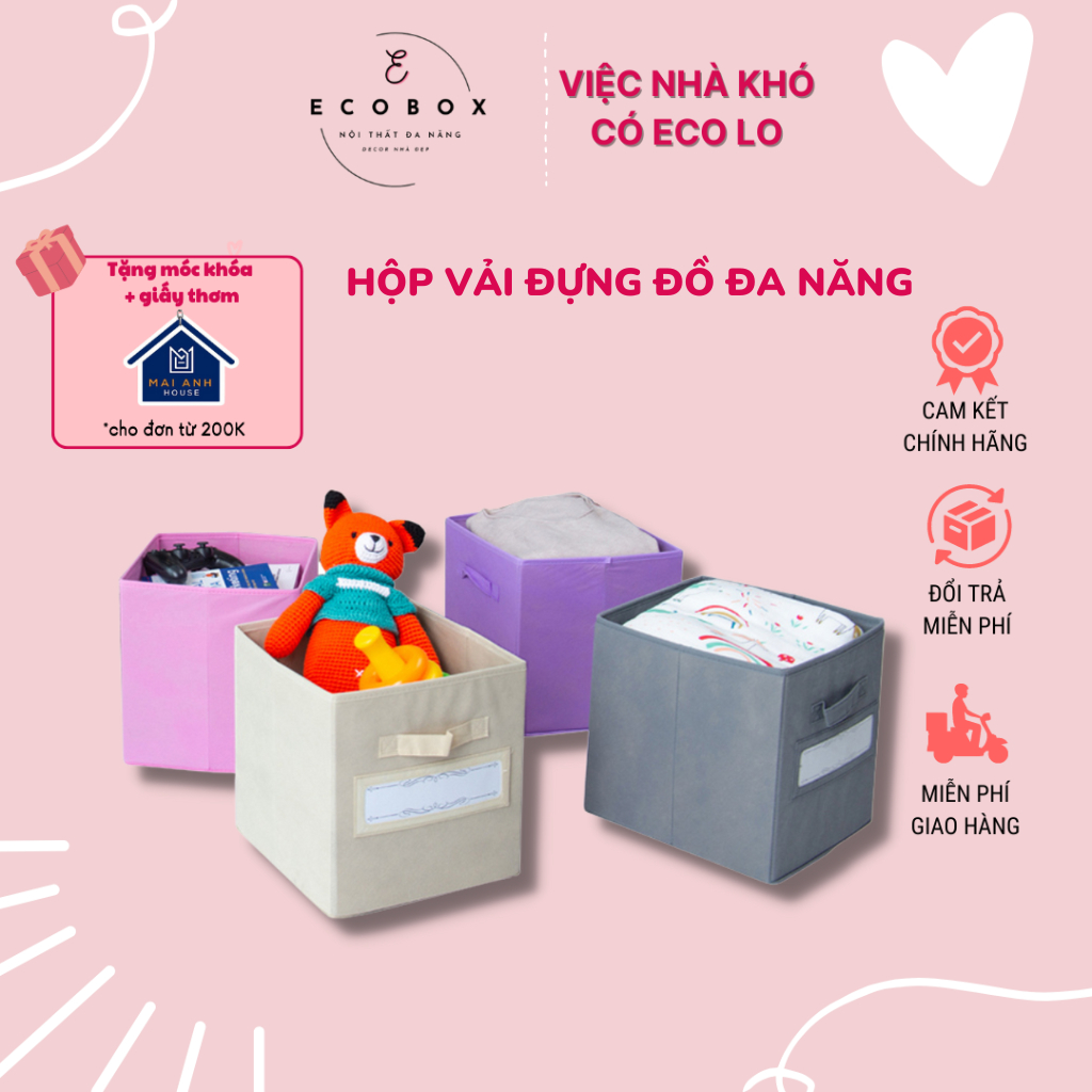 Hộp đựng quần áo, đồ chơi đa năng Royexe - Hộp vải đựng, tất vớ không nắp xuất Mỹ HDQA09 - rubyhomestore