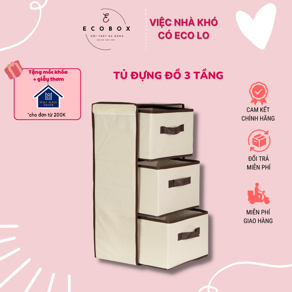 Tủ vải đựng quần áo Yamazen 3 ngăn kéo tay cầm - Tủ vải gấp gọn dễ giặt rửa hàng xuất khẩu TYMZ - rubyhomestore