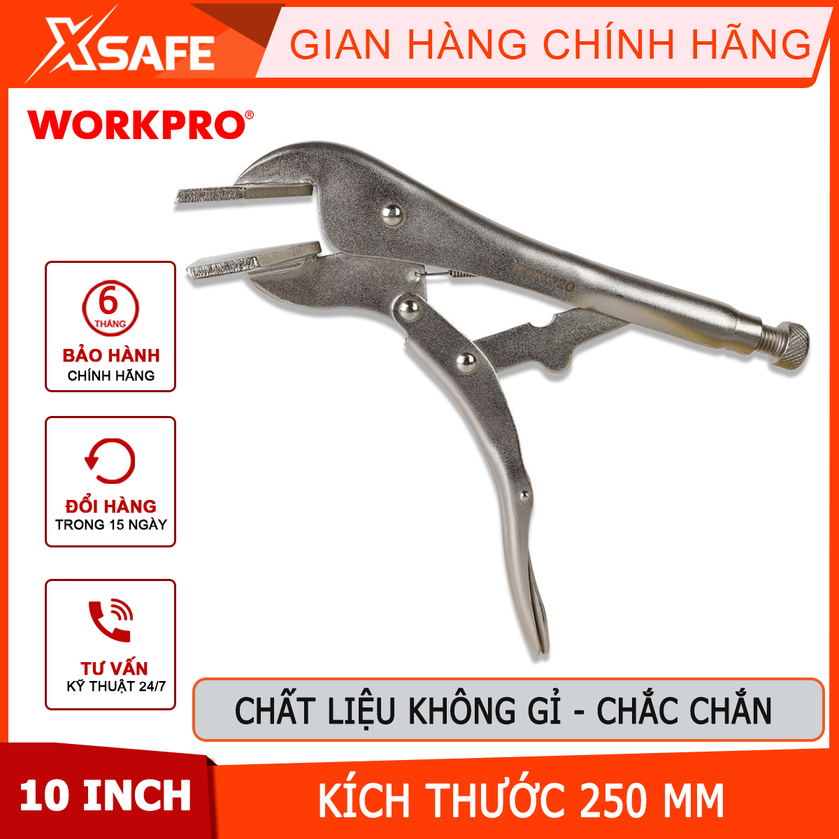 Kìm bấm mỏ dẹt Workpro - WP231070 kích thước 10 inch/250mm  - Chinh hãng