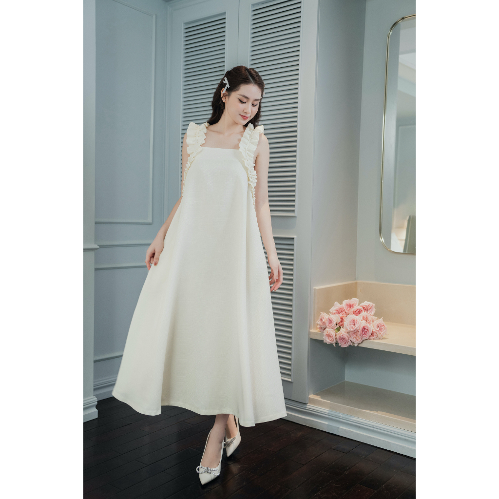 MadebyChloé - Đầm maxi bèo vai buộc nơ lưng hoa hồng SUMMER DRESS - Thiết kế cao cấp