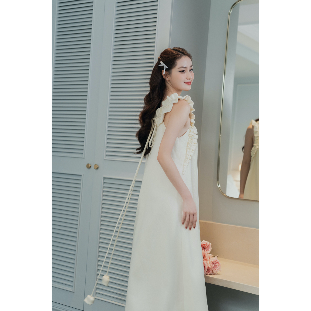 MadebyChloé - Đầm maxi bèo vai buộc nơ lưng hoa hồng SUMMER DRESS - Thiết kế cao cấp