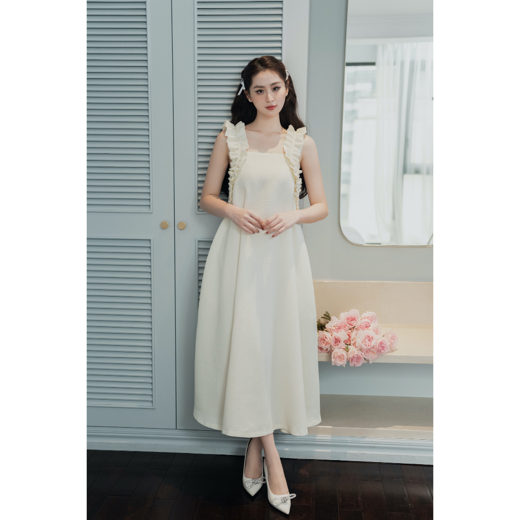 MadebyChloé - Đầm maxi bèo vai buộc nơ lưng hoa hồng SUMMER DRESS - Thiết kế cao cấp