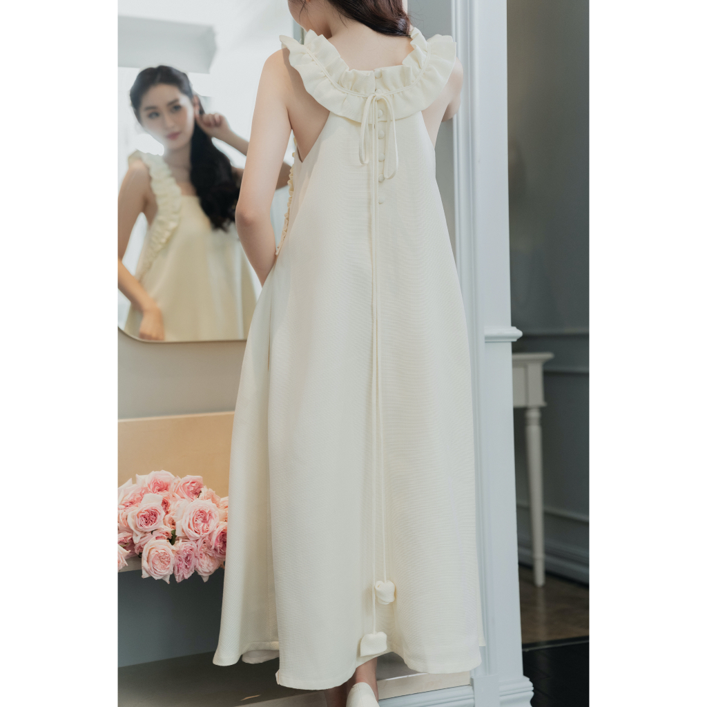 MadebyChloé - Đầm maxi bèo vai buộc nơ lưng hoa hồng SUMMER DRESS - Thiết kế cao cấp