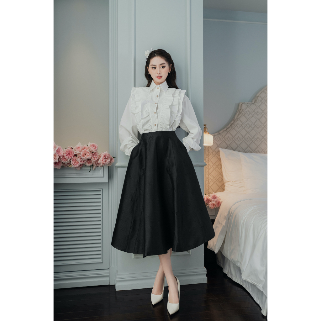 madebyChloé - Chân váy xoè A rộng midi hoa nhí LIA SKIRT - Thiết kế cao cấp