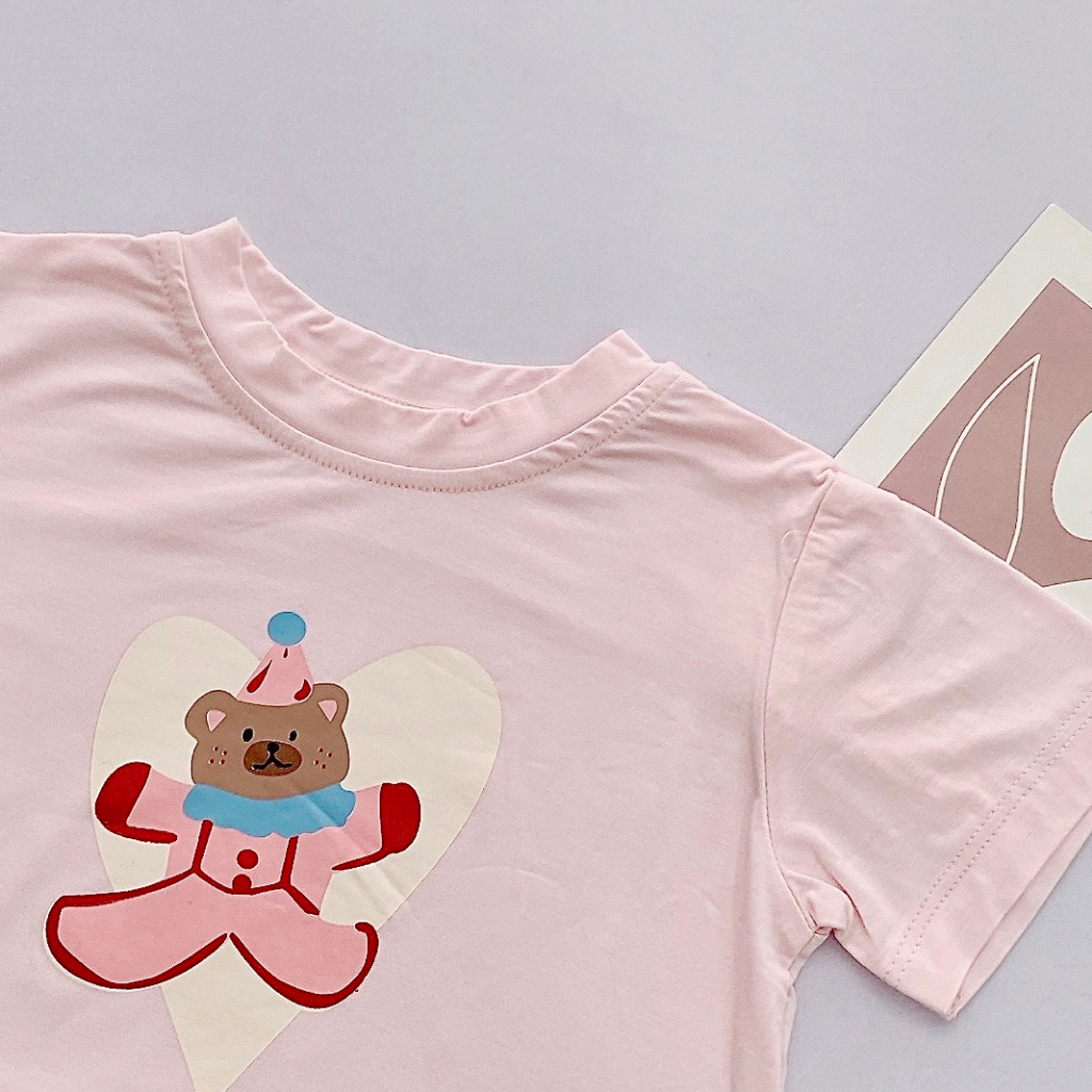 Áo phông trẻ em, áo phông gấu cotton mặc hè cho bé SS23