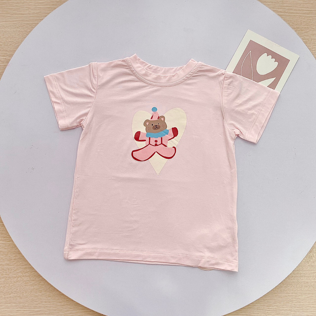 Áo phông trẻ em, áo phông gấu cotton mặc hè cho bé SS23