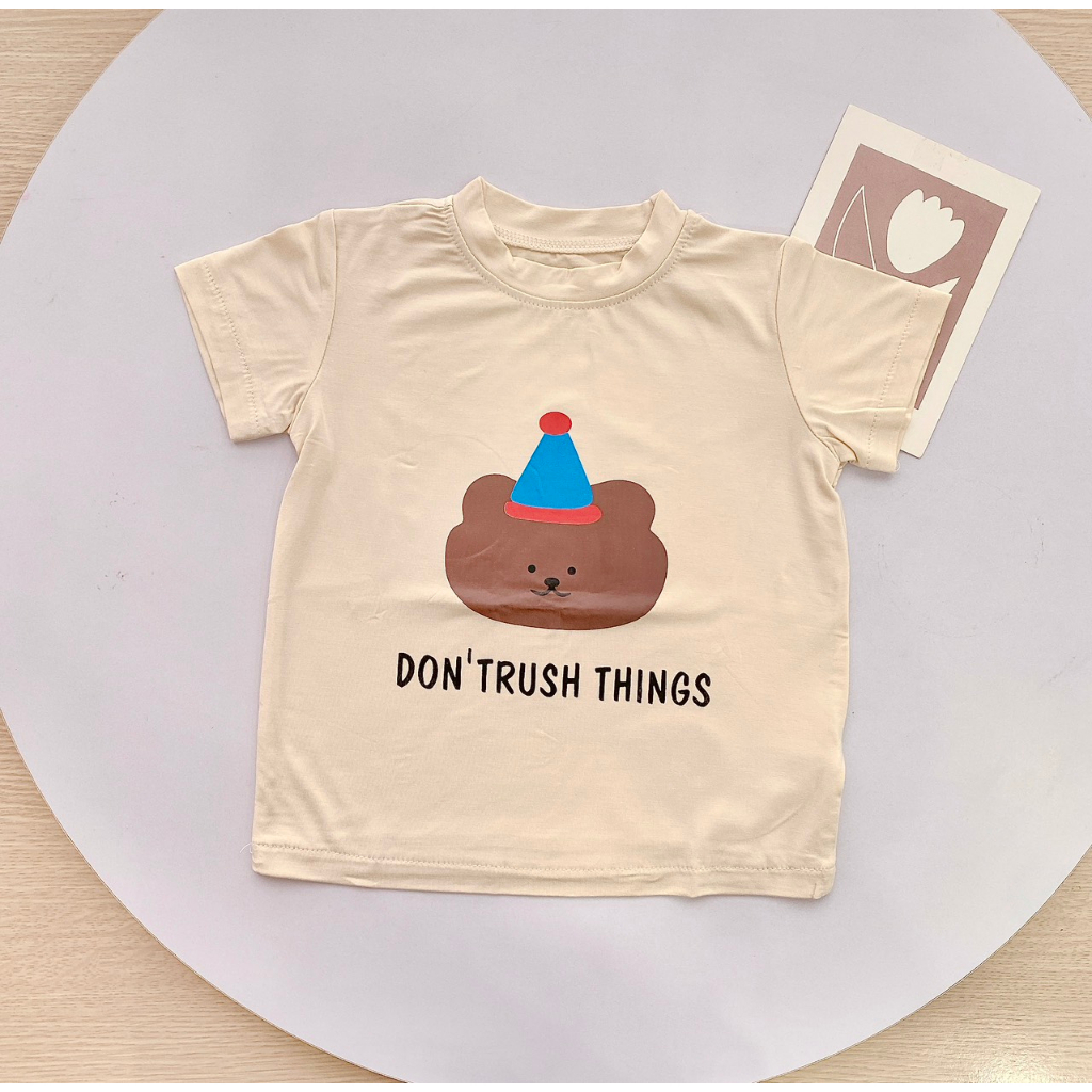 Áo phông trẻ em, áo phông gấu cotton mặc hè cho bé SS23