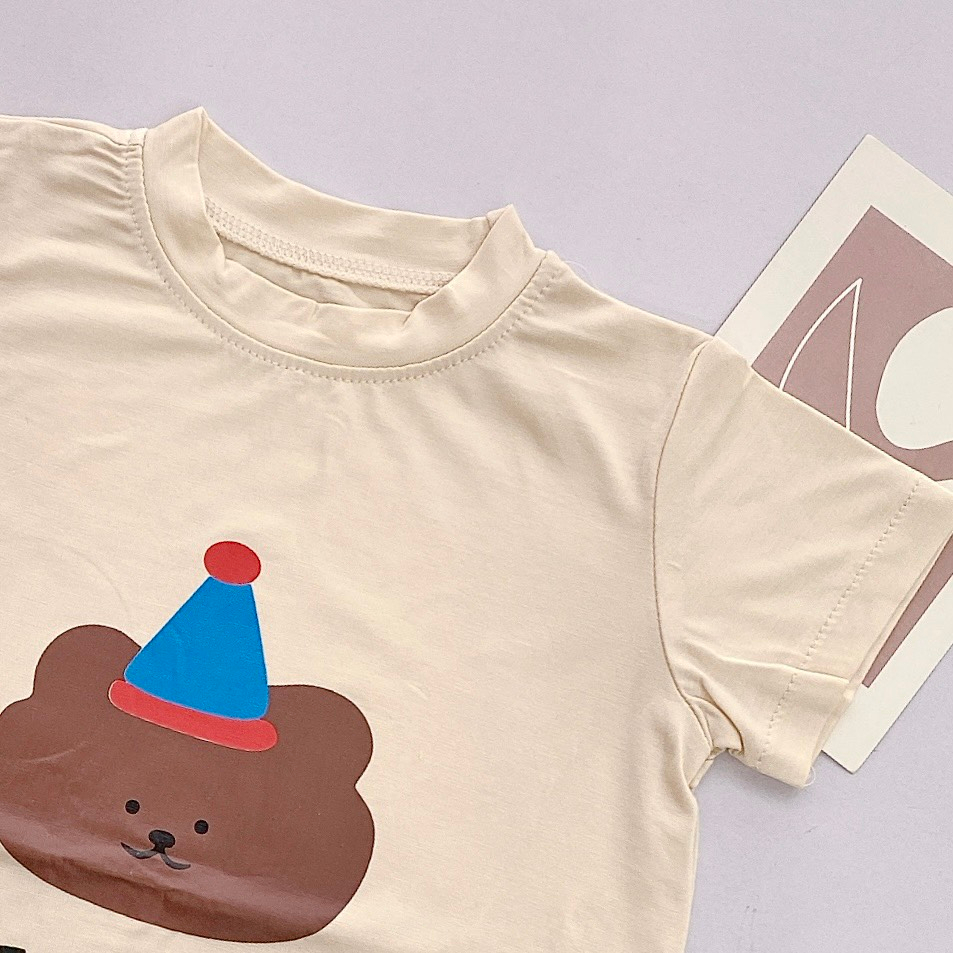 Áo phông trẻ em, áo phông gấu cotton mặc hè cho bé SS23