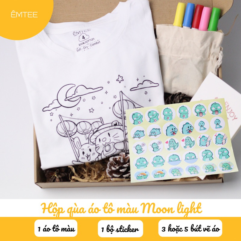 Hộp quà áo tô màu Moon Light kèm bút, bộ sticker cho bé