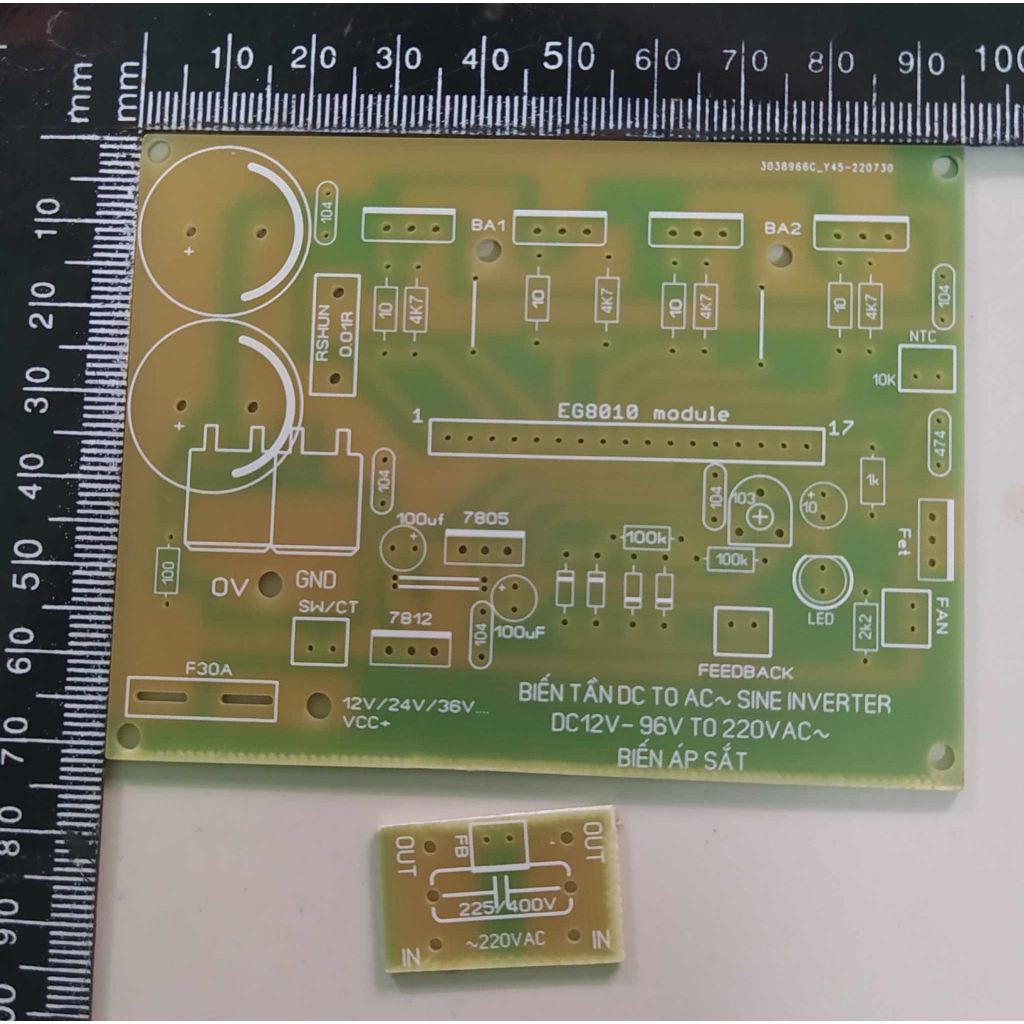 PCB - BO MẠCH INVERTER SÓNG SINE 12VDC LÊN 220VAC SIN CHUẨN 50Hz