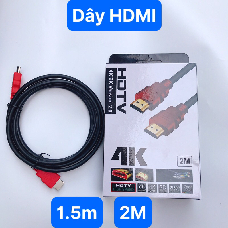 Dây Cáp HDMI chuẩn 4K Dài 1.5M 2M Loại Tròn Dây HDMI Kết Nối 2 Đầu HDMI Dùng Cho TV/Máy Chiếu/Camera Có Hộp