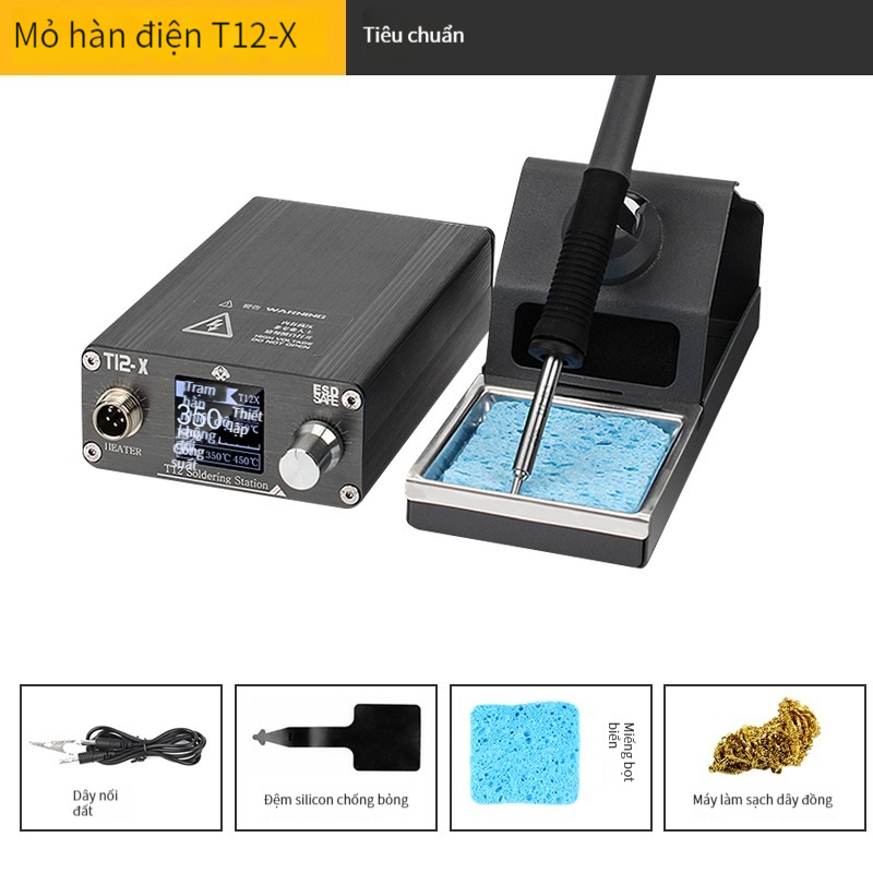 Mỏ hàn điện T12X trạm hàn công suất cao bộ dụng cụ tự làm bảo trì dụng cụ hàn trạm hàn tần số cao có thể điều chỉnh nhiệt độ không đổi công cụ ưa thích của nhà máy điện tử, kỹ sư điện tử mỏ hàn T12