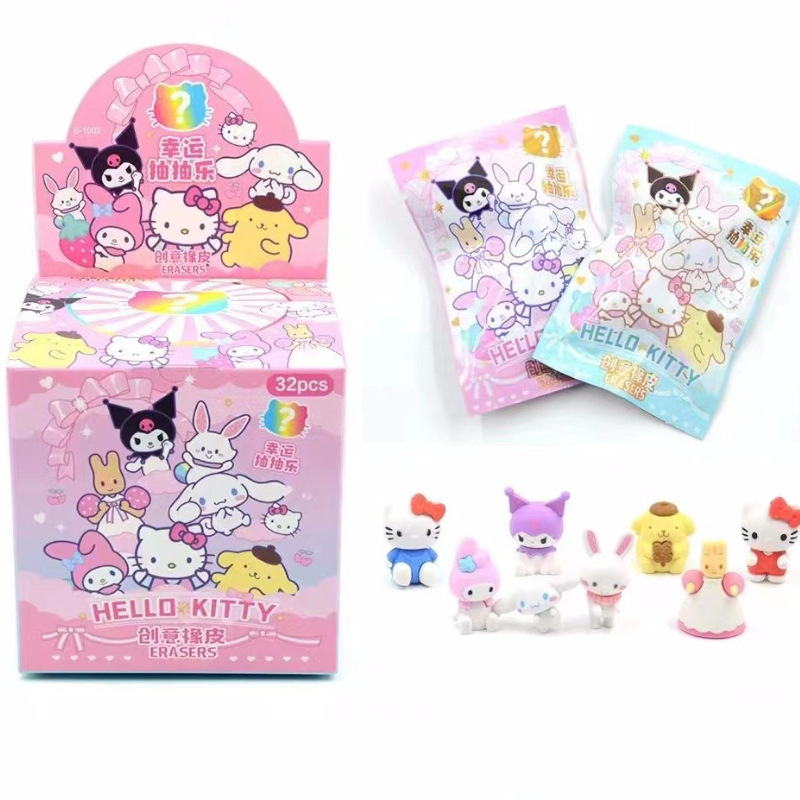 Gói Gôm Tẩy Unbox Sanrio - Hello Kitty, Pokemon, Shin bút chì, mở quà ngẫu nhiên chất liệu TPR an toàn cho trẻ từ 2 tuổi