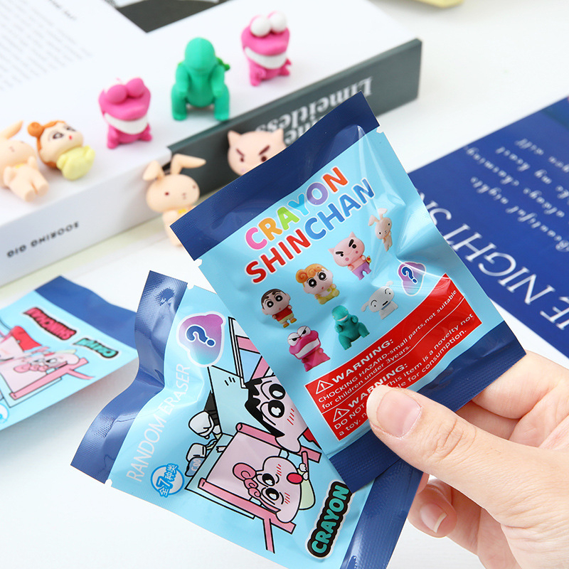 Gói Gôm Tẩy Unbox Sanrio - Hello Kitty, Pokemon, Shin bút chì, mở quà ngẫu nhiên chất liệu TPR an toàn cho trẻ từ 2 tuổi