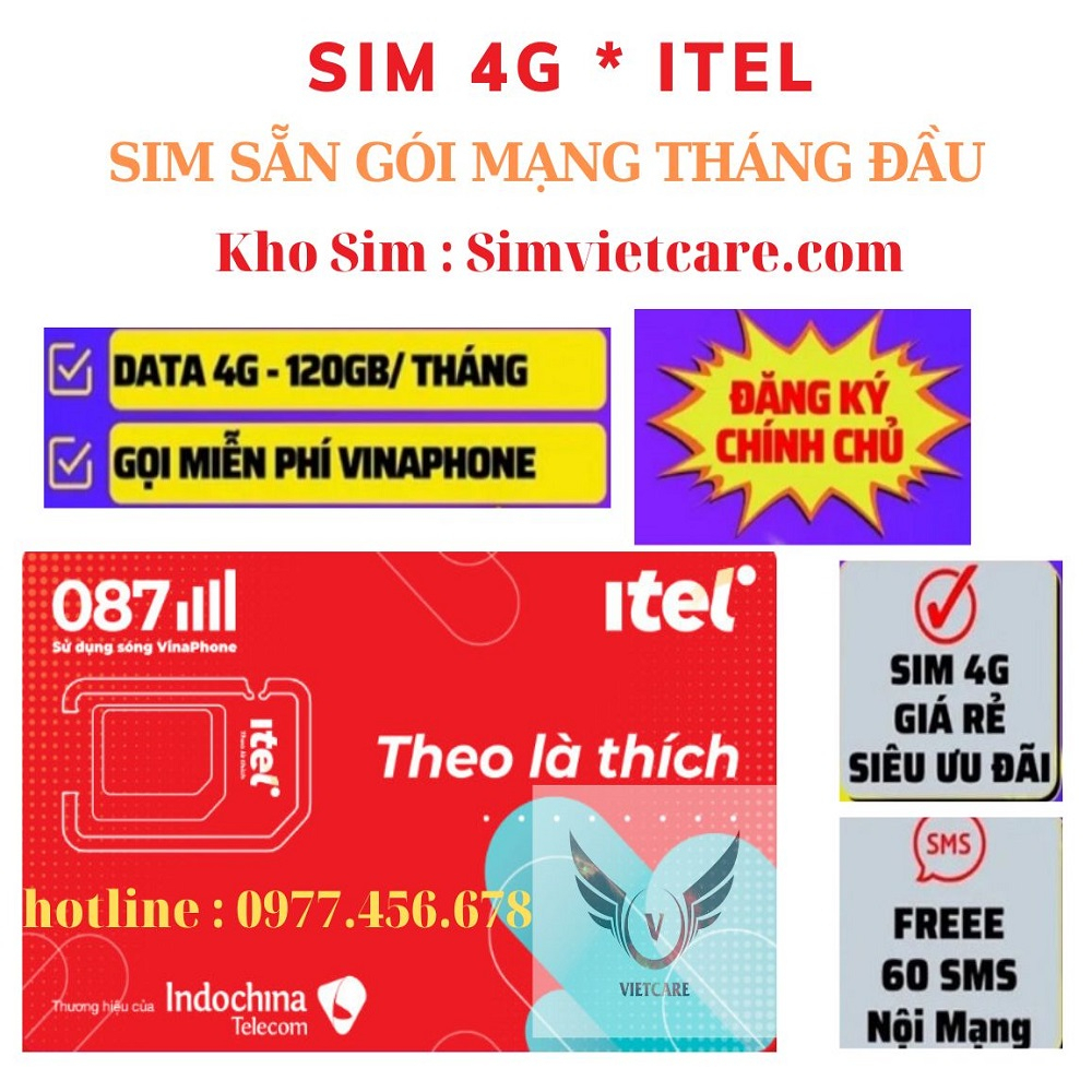 Sim 4G ( Vinaphone đã nạp 77k ) Itelecom MAY TẶNG 90GB/tháng (Giống sim 4G Vinaphone VD89 Plus)
