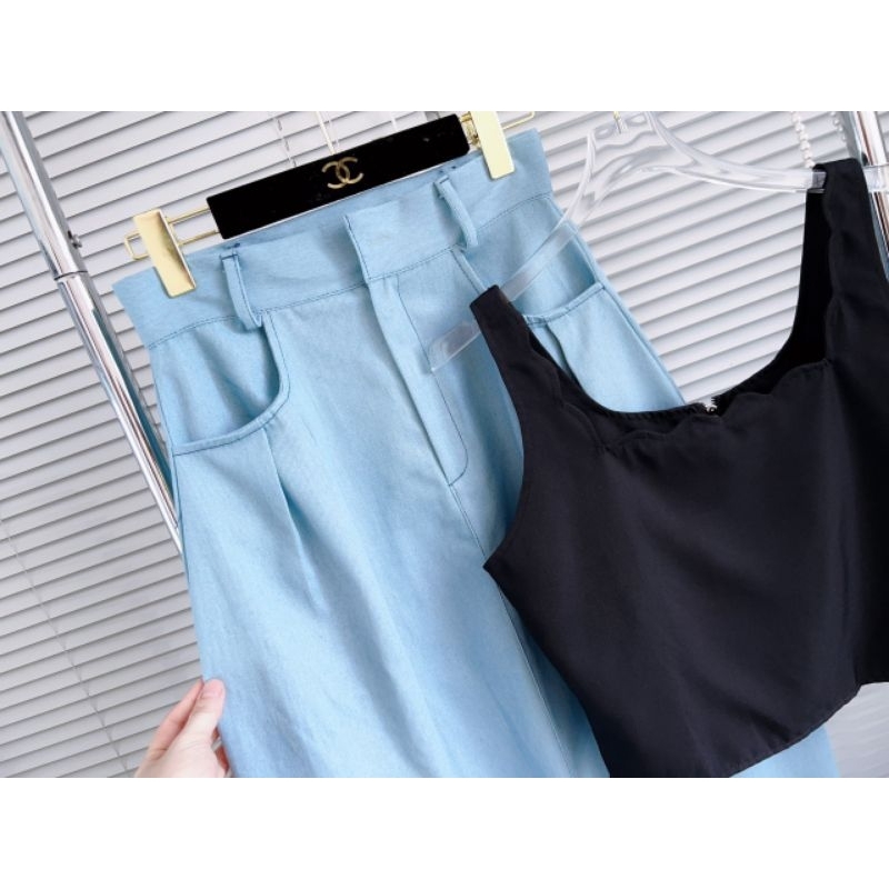 Set áo thun +chân váy jean