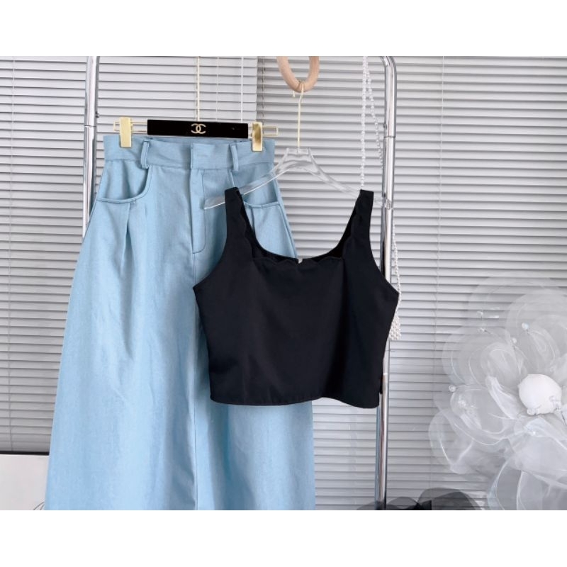 Set áo thun +chân váy jean