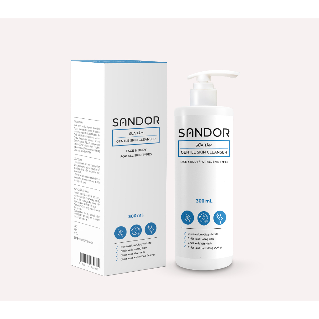 Sữa tắm Sandor Mẫu mới  - Tắm hàng ngày giúp cấp ẩm, làm sạch và làm dịu da toàn thân 300ml