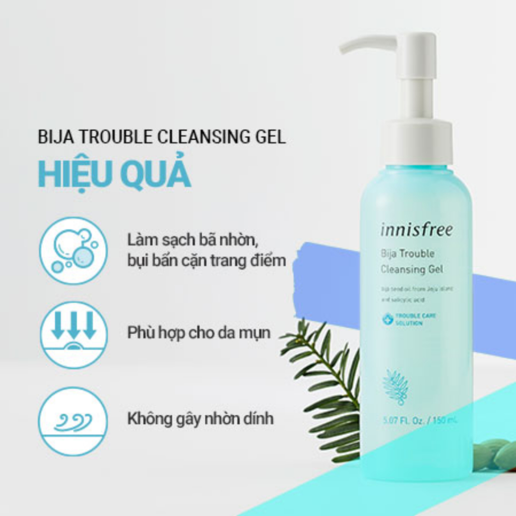 Gel Tẩy Trang Cho Da Mụn Innisfree Bija Trouble Cleansing Gel 150ml