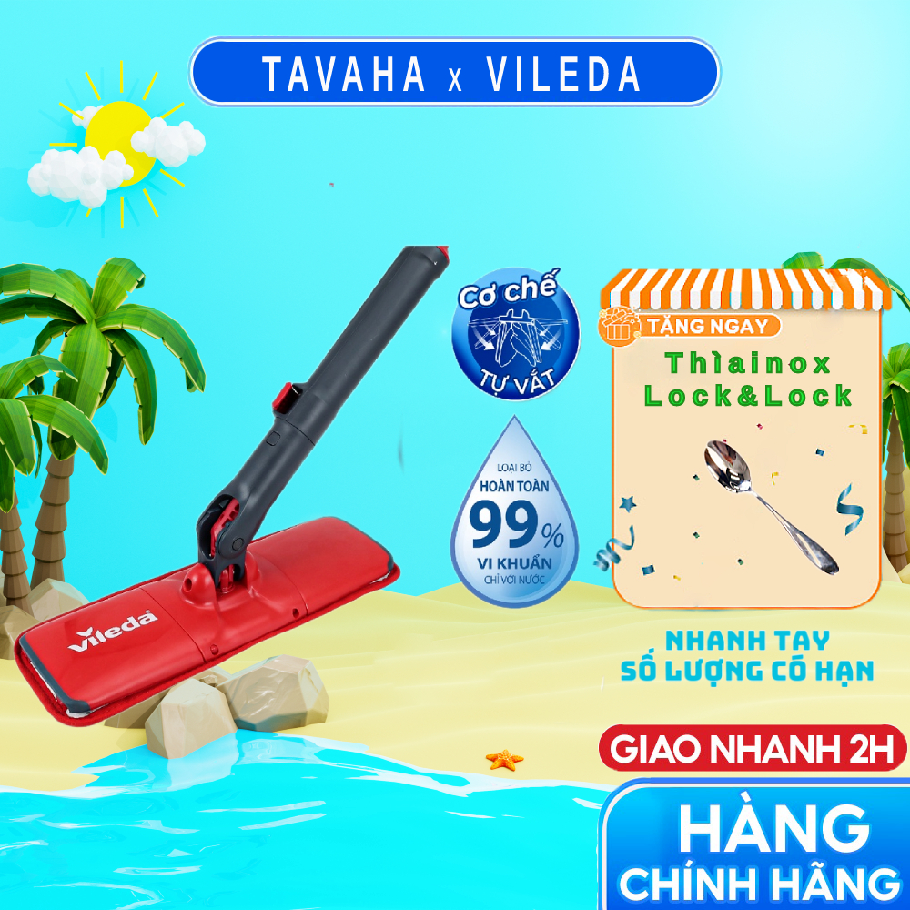 Bộ Cây lau nhà tự vắt, VILEDA UltraMax Easy Twist đầu lau hình chữ nhật - TSU152115- hàng chính hãng