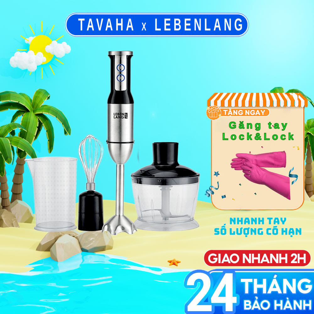 Máy xay cầm tay đa năng Lebenlang LBSH4787 công suất cao 1000W, trục xay tháo rời tiện lợi, lưỡi dao thép không gỉ