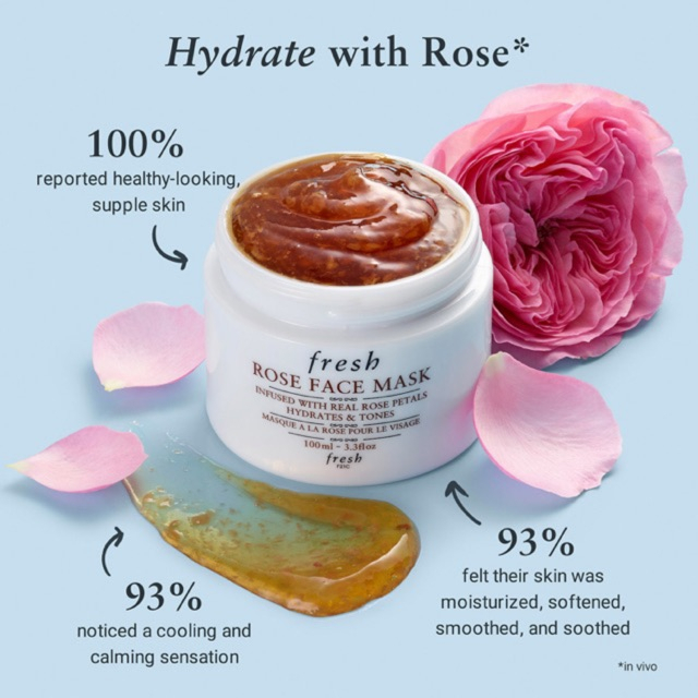 Mặt Nạ Hoa Hồng Fresh Rose Face Mask Giúp Làm Dịu, Cấp Ẩm & Mềm Mượt Da 30ml và 50ml