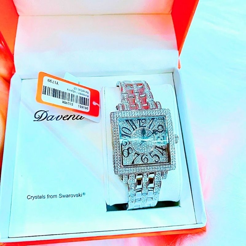 Đồng nữ Davena mặt vuông đính đá Rose Gold óng ánh sang trọng quý phái