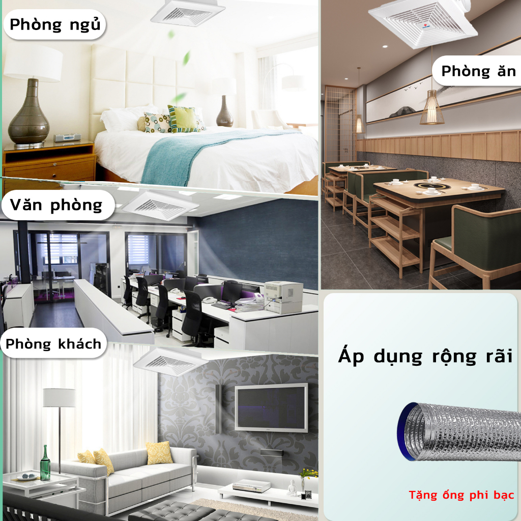 Quạt thông gió âm trần（Tặng 1m ống hút）, 8/10/12 inch Quạt hút âm trần, 220v Quạt thông gió , Bảo hành 1 năm