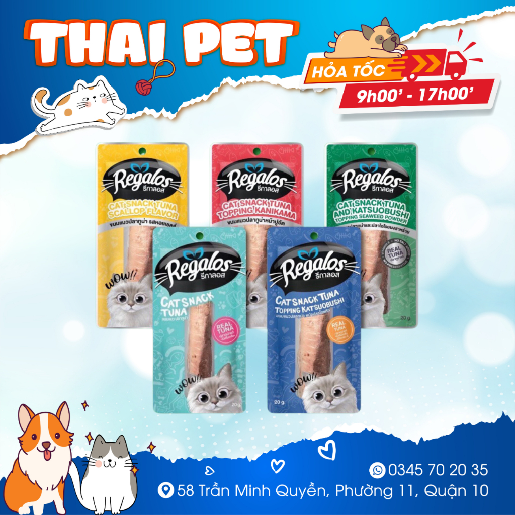 Snack mèo Regalos 20g Cá Ngừ tươi , thịt cá thật