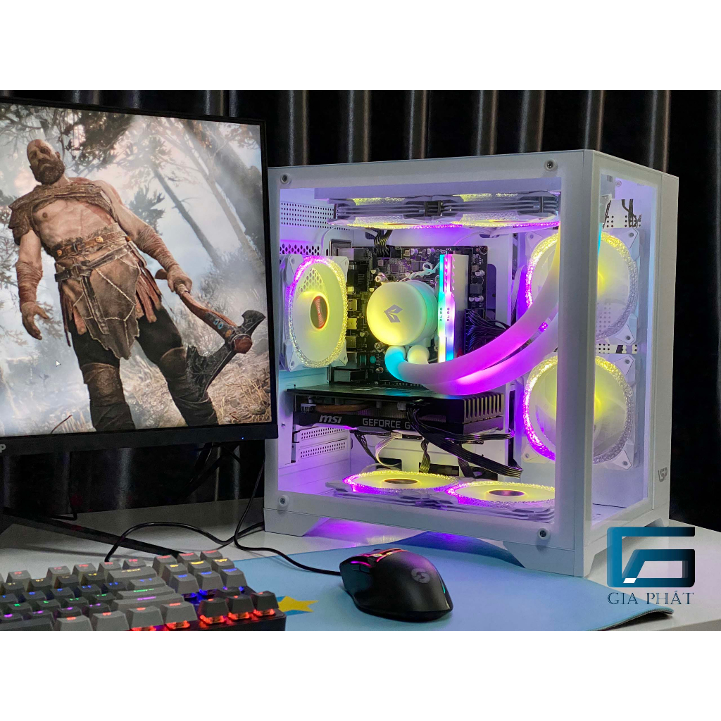 Full bộ pc gaming bể cá X2 mini max setting liên minh, dột kích, csgo, fifa .. I5 / 16G/ 256G/ 1050ti / màn 24" 75hz