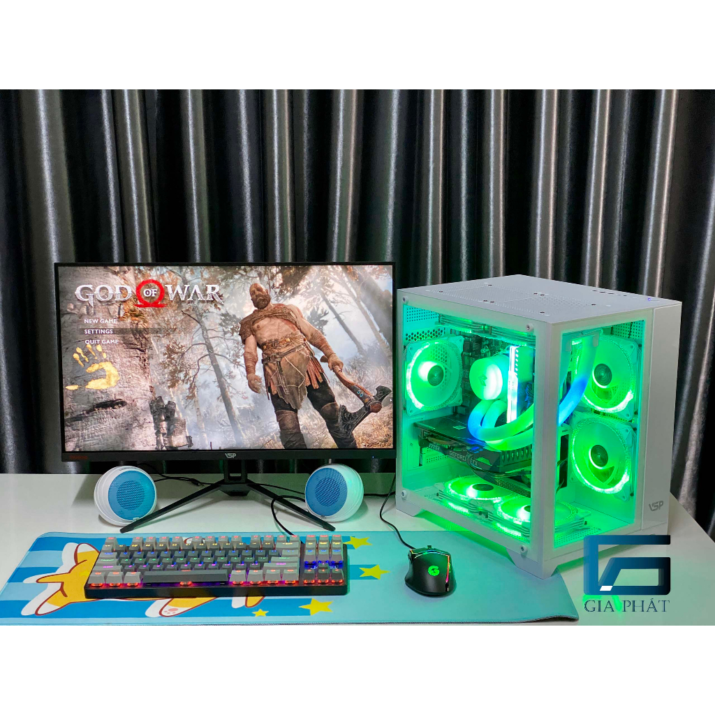 Full bộ pc gaming bể cá X2 mini max setting liên minh, dột kích, csgo, fifa .. I5 / 16G/ 256G/ 1050ti / màn 24" 75hz