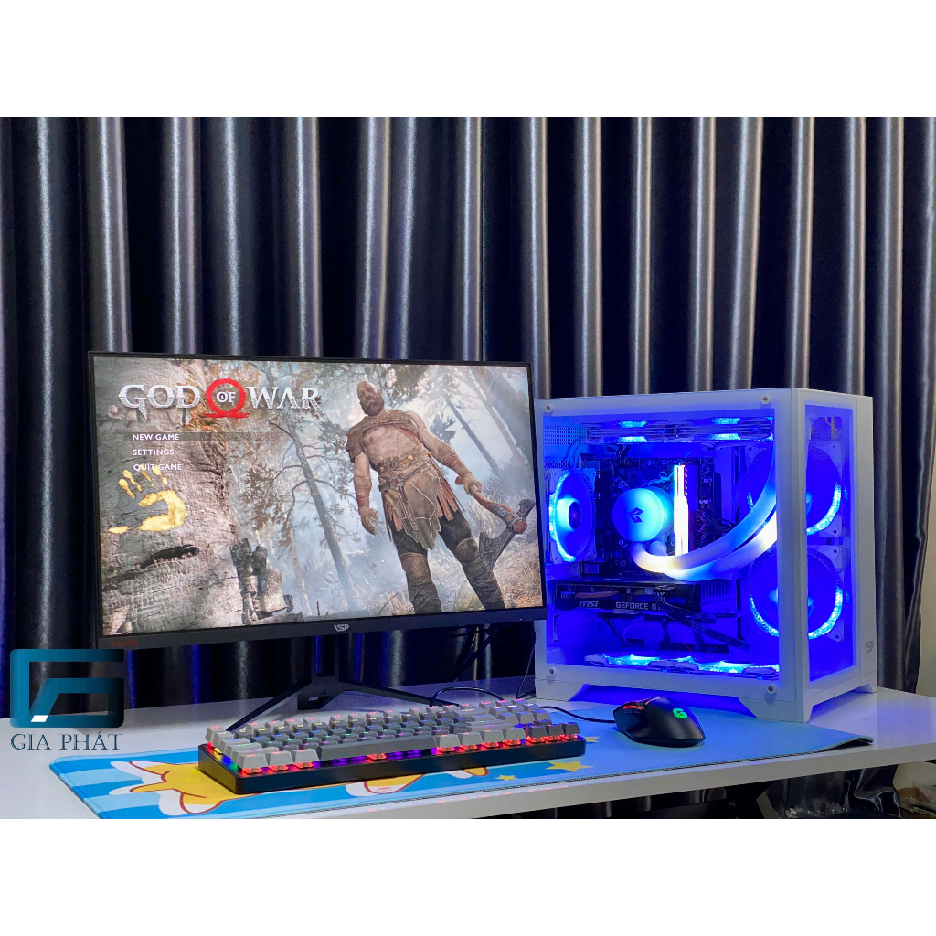 Full bộ pc gaming bể cá X2 mini max setting liên minh, dột kích, csgo, fifa .. I5 / 16G/ 256G/ 1050ti / màn 24" 75hz