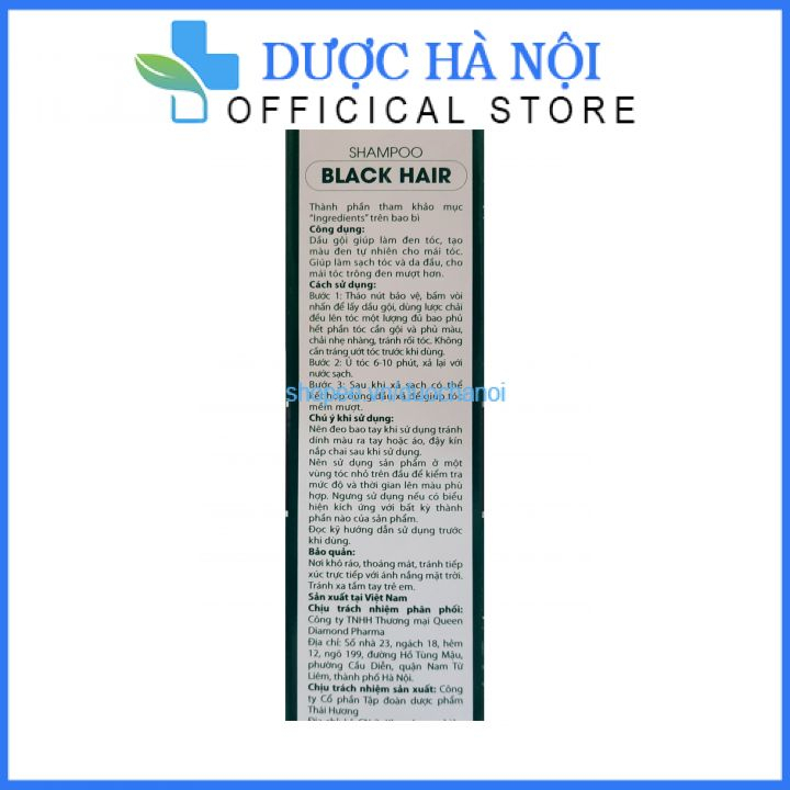 Dầu gội đen tóc SHAMPOO BLACK HAIR giúp làm sạch tóc và da đầu, cho mái tóc trông đen mượt hơn hộp 200 ml